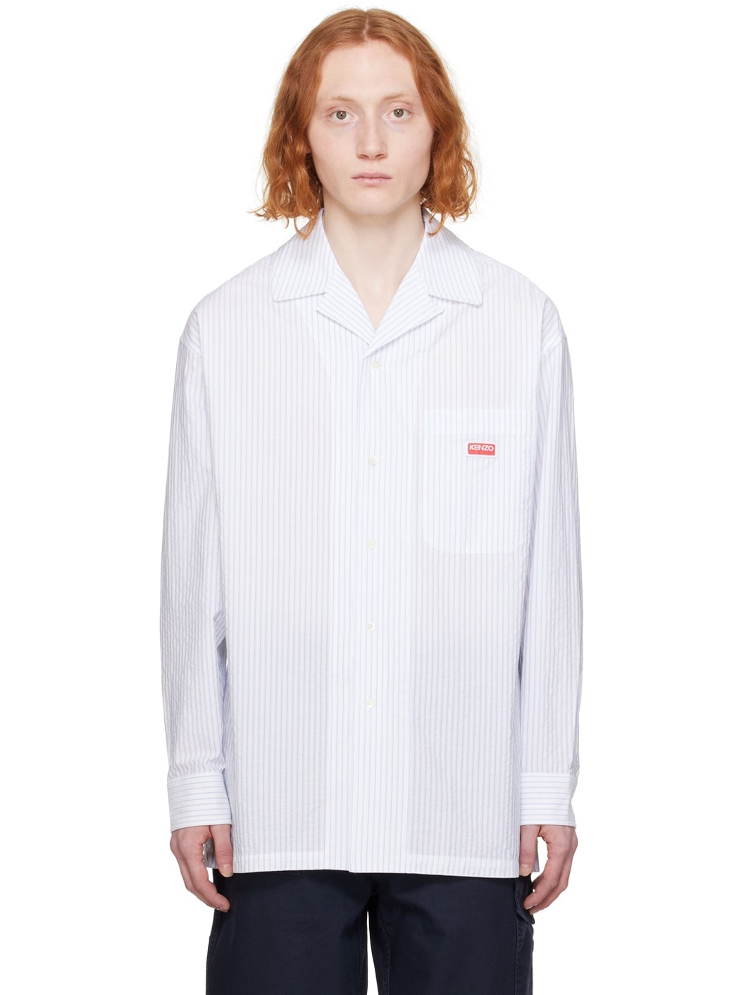 White Kenzo Paris Crinkled Shirt - 1