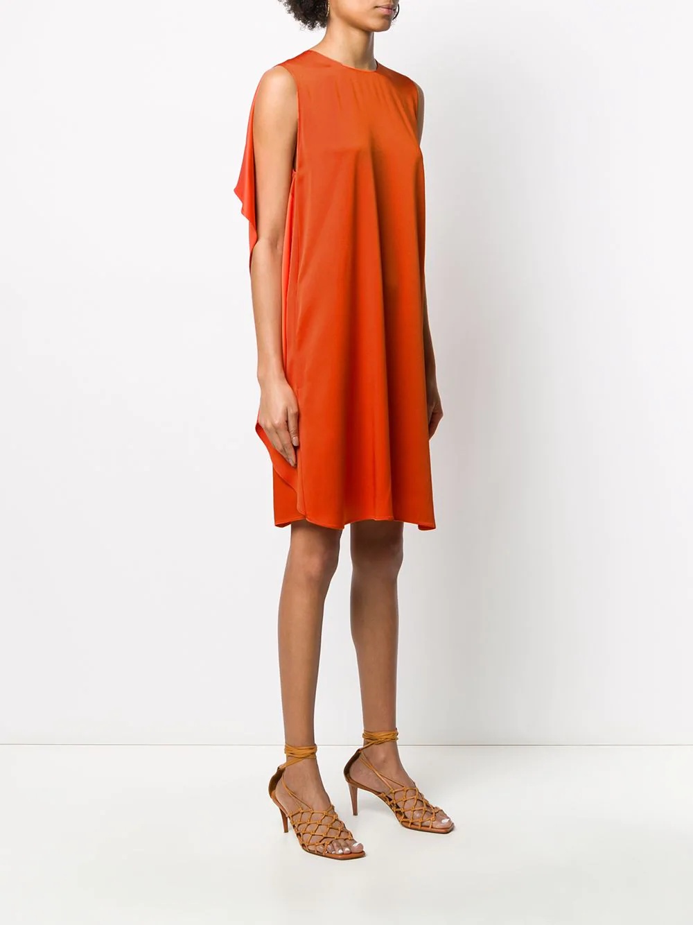 draped-ruffle sleeveless shift-dress - 3