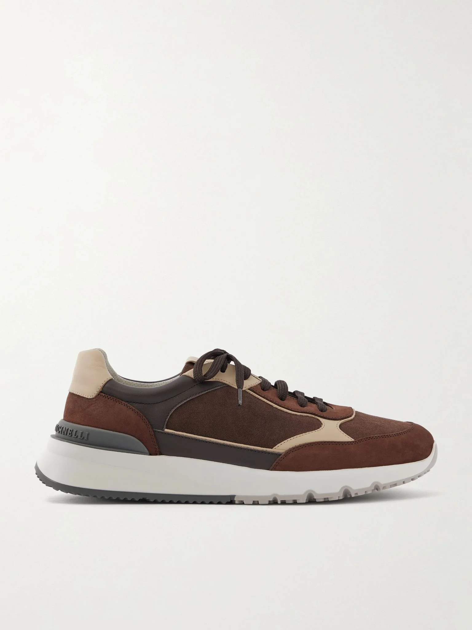 Leather and Suede Sneakers Brown - 1