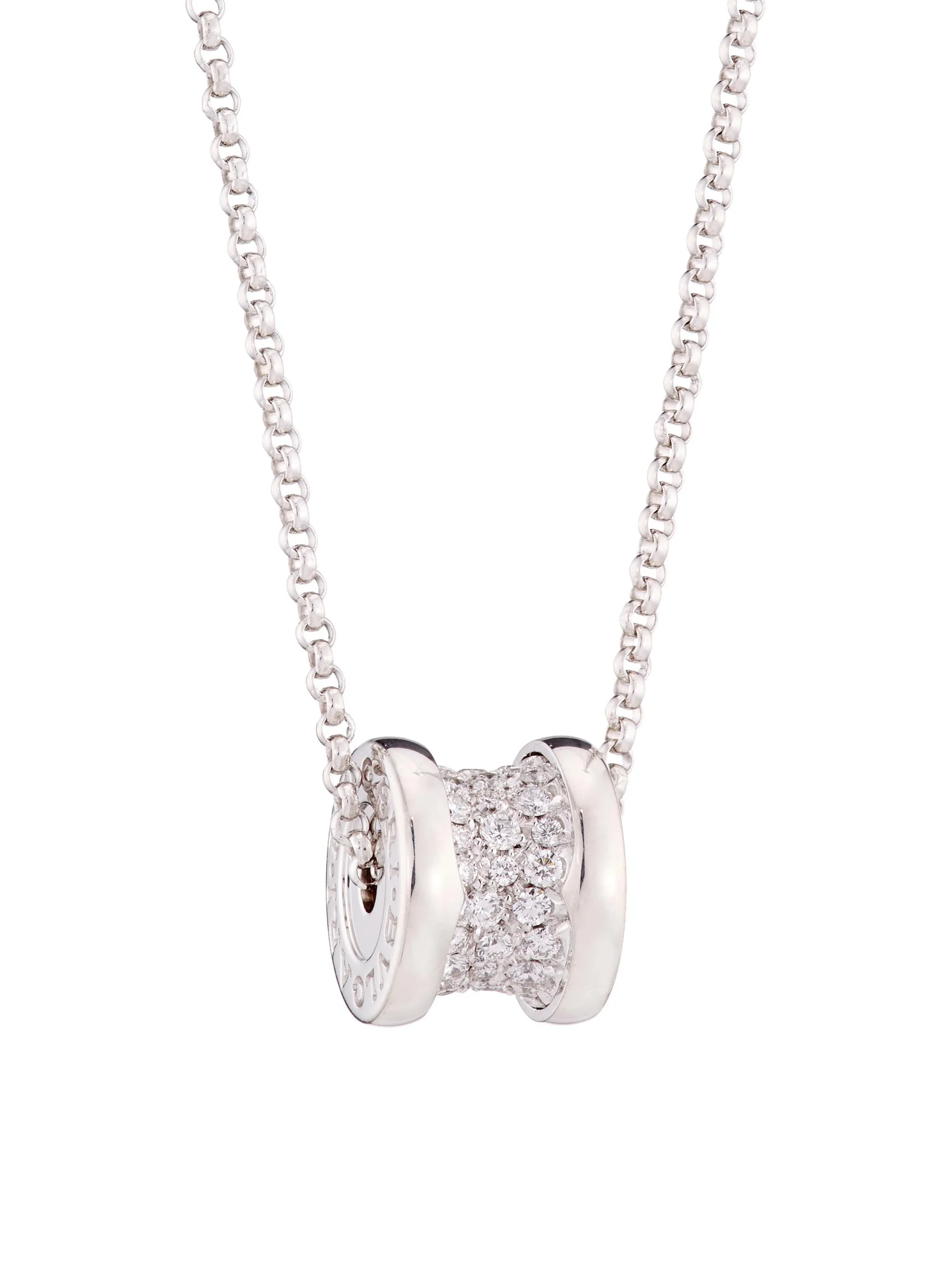 B. zero1 18K White Gold & Pavé Diamond Necklace - White Gold - 1