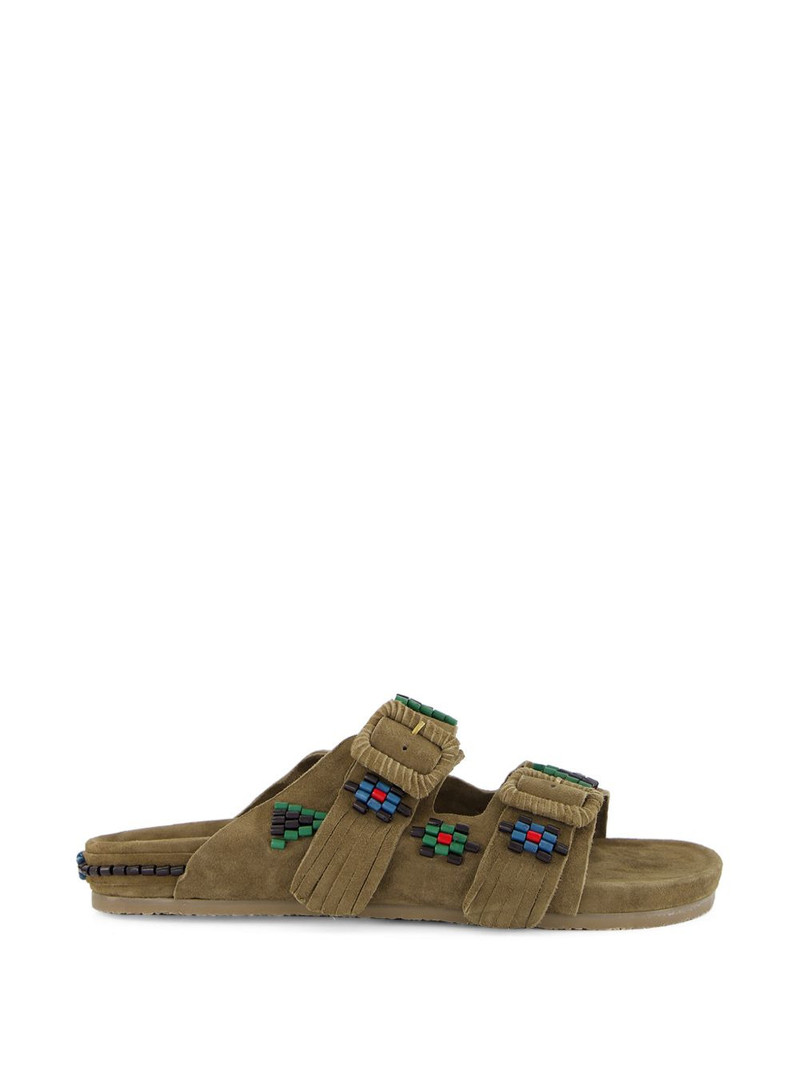 Sambla bead-embellished suede flat sandals 1