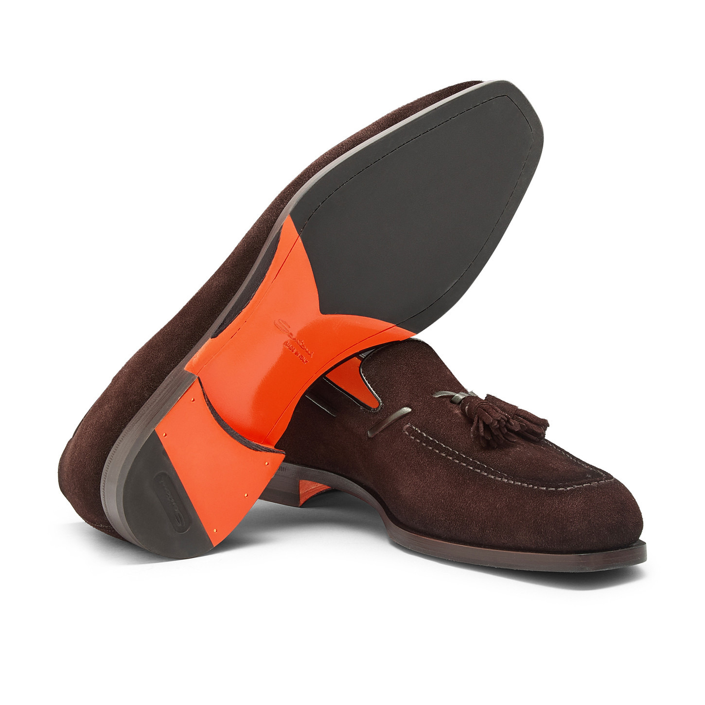 Men’s dark brown suede and leather tassel loafer - 4