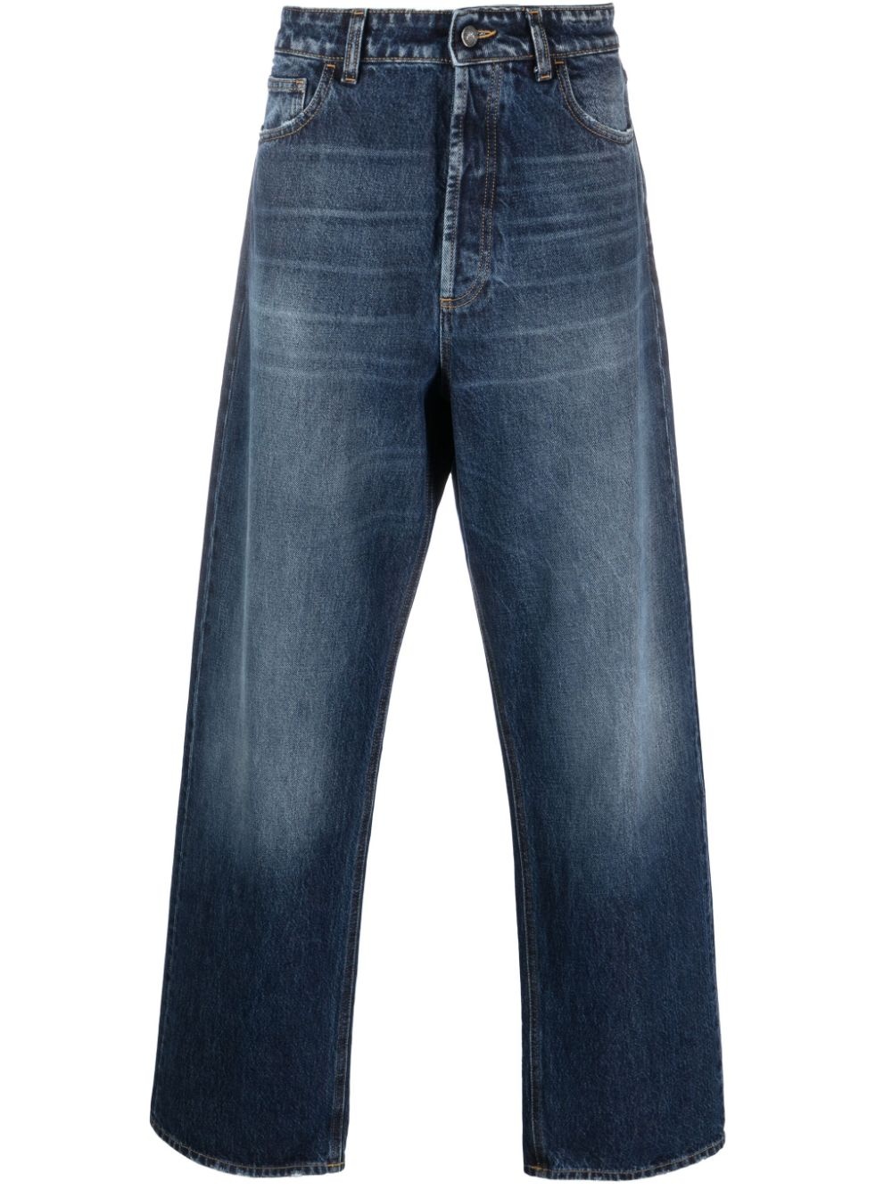vintage-wash wide-leg jeans - 1