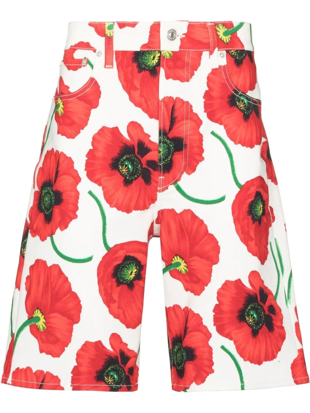 poppy-print Bermuda shorts - 1