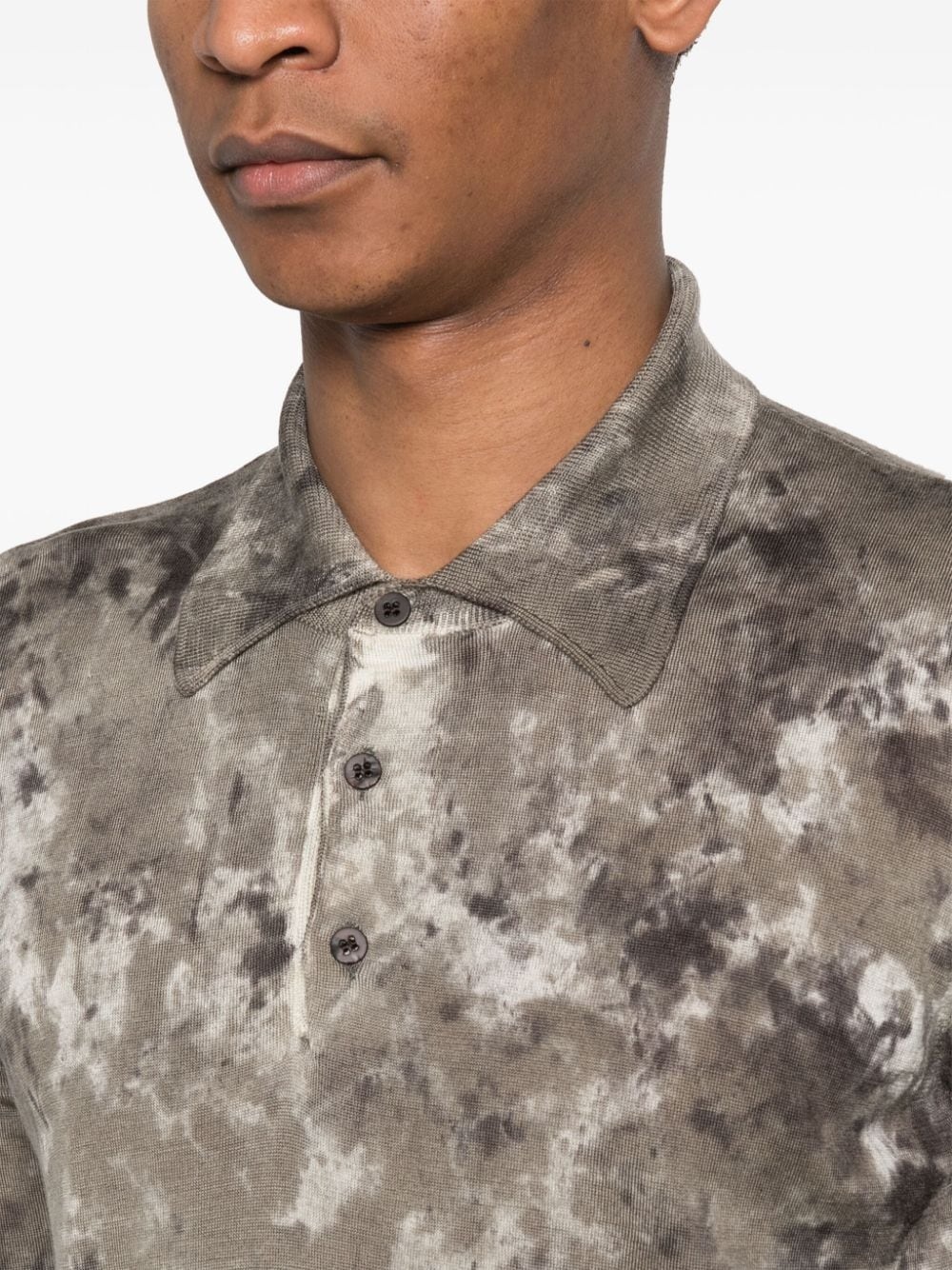 abstract-print ribbed polo shirt - 5