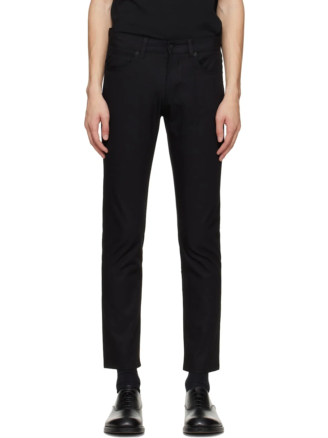 Black Delaware Slim-Fit Cotton-Blend Twill Trousers - 1