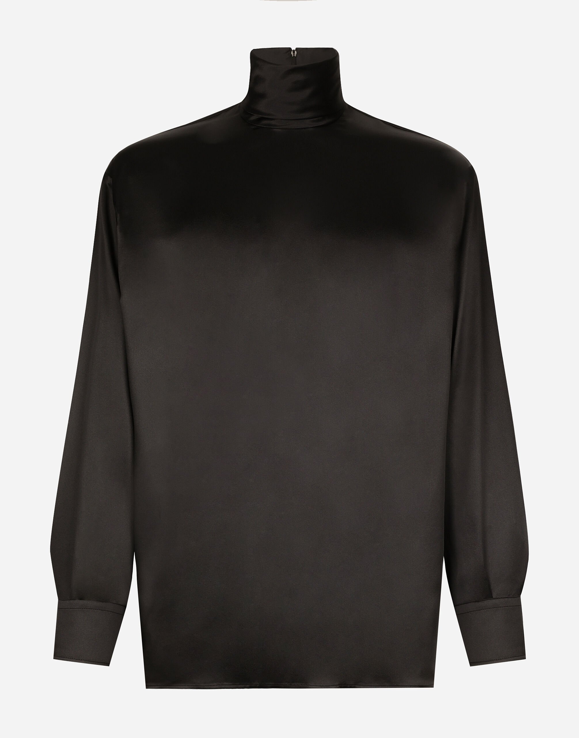 Loose silk turtleneck with shirt cuffs - 1