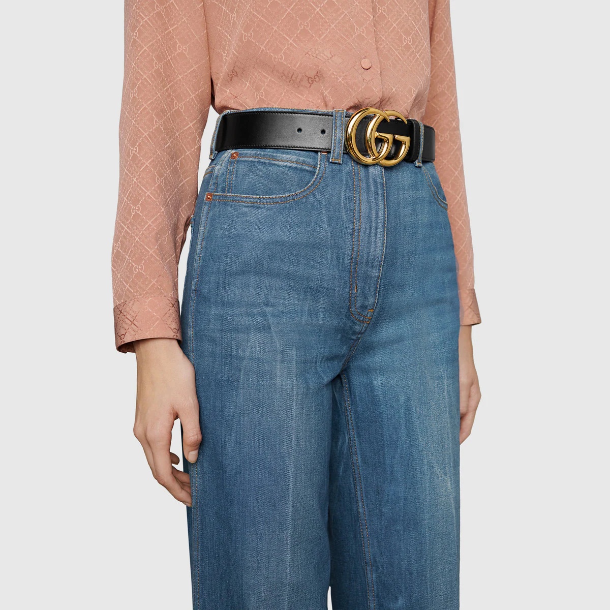 GG Marmont leather belt with shiny buckle - 5