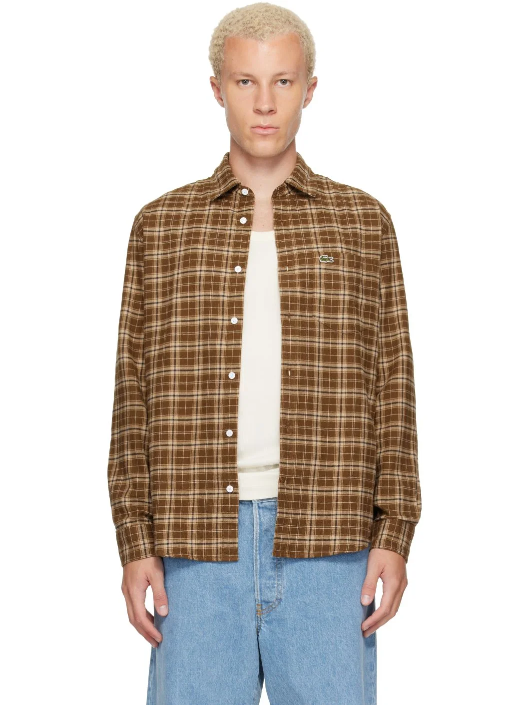 Brown Regular Fit Plaid Flannel Shirt - 1