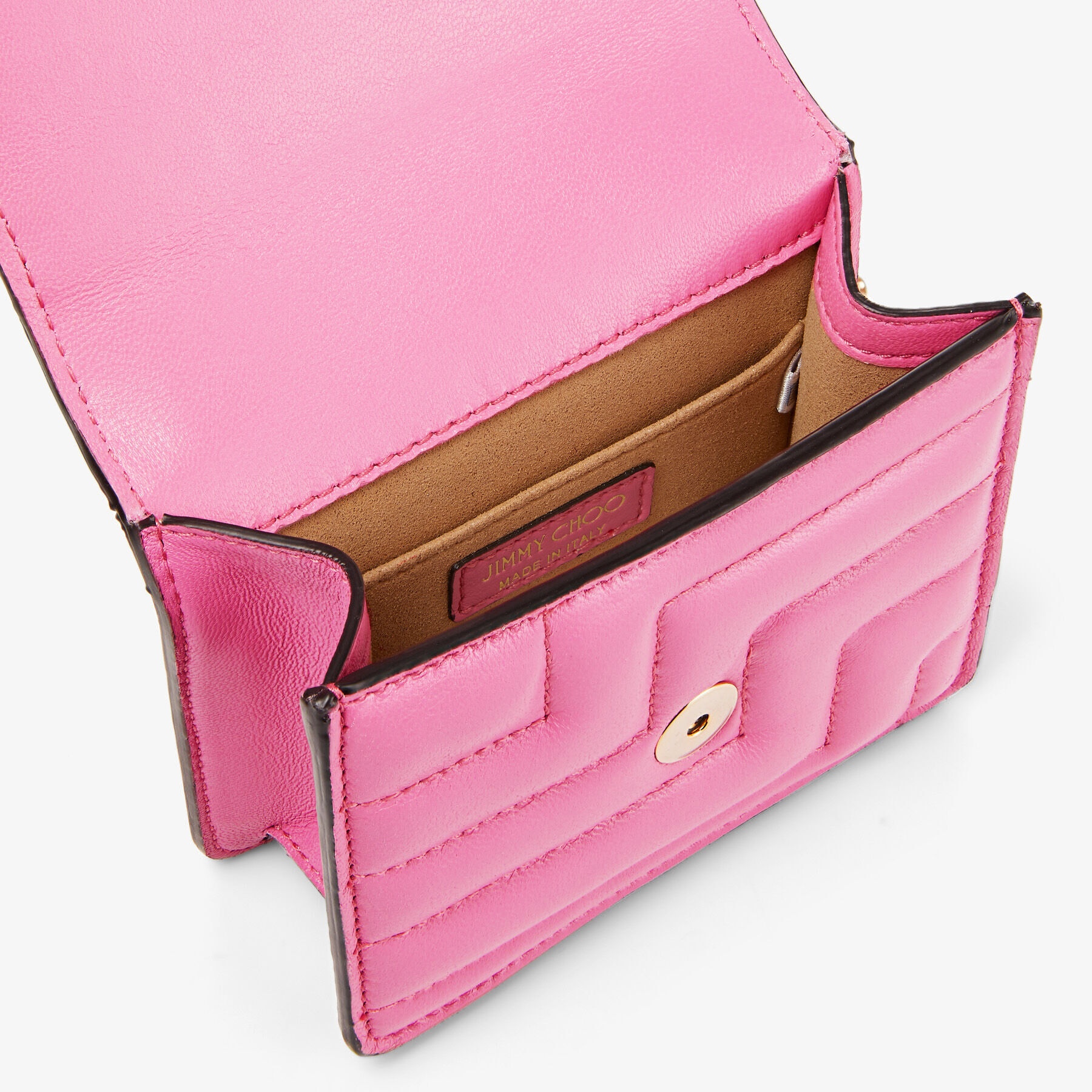 JIMMY CHOO Nappa Quilted Varenne Micro Avenue Quad Candy