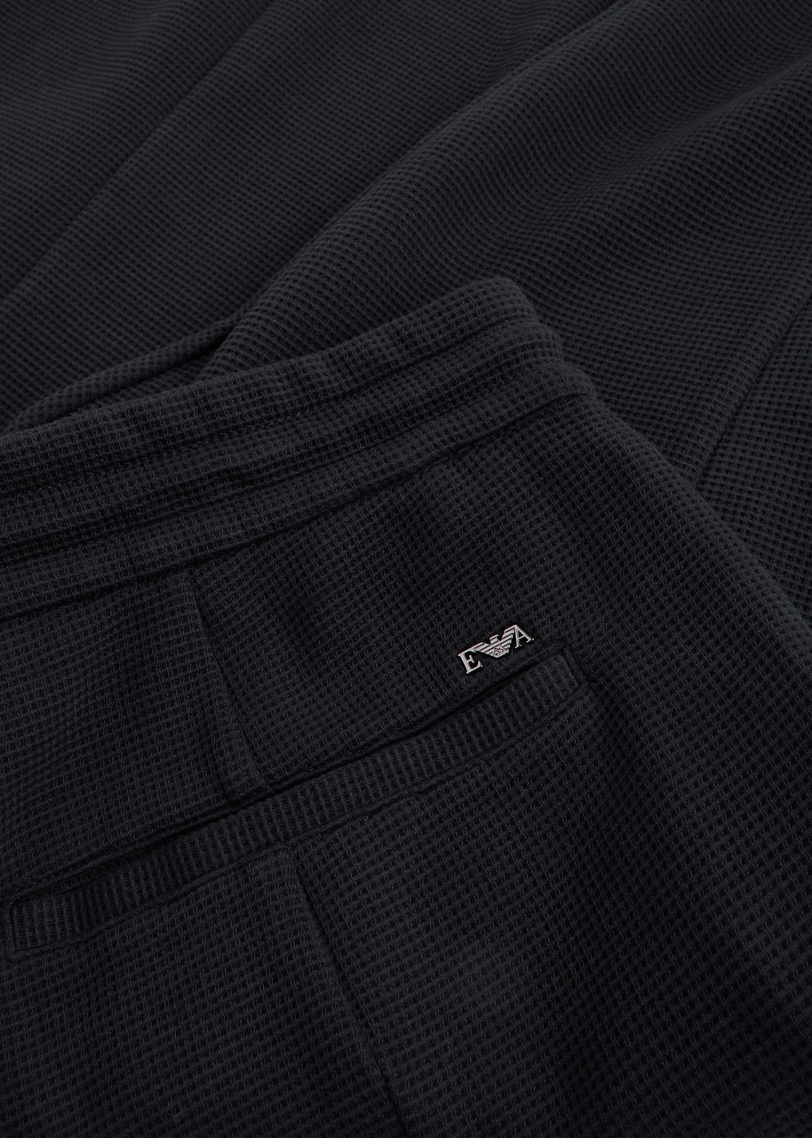 Emporio Armani Tapered Waffle-knit Cotton-blend Trousers - 5