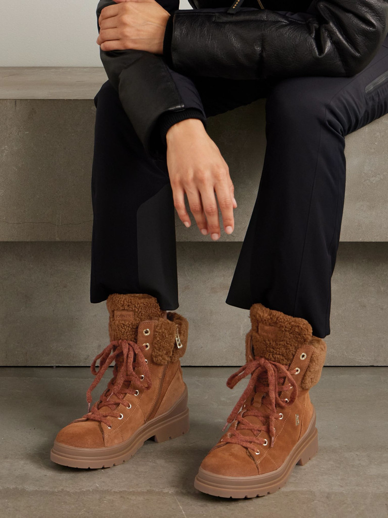 BOGNER St. Moritz 23 embellished shearling-lined suede ankle boots Tan outlook