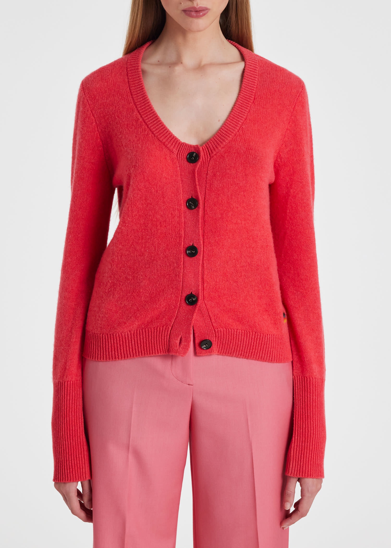 Coral Cashmere Button Through Cardigan - 3