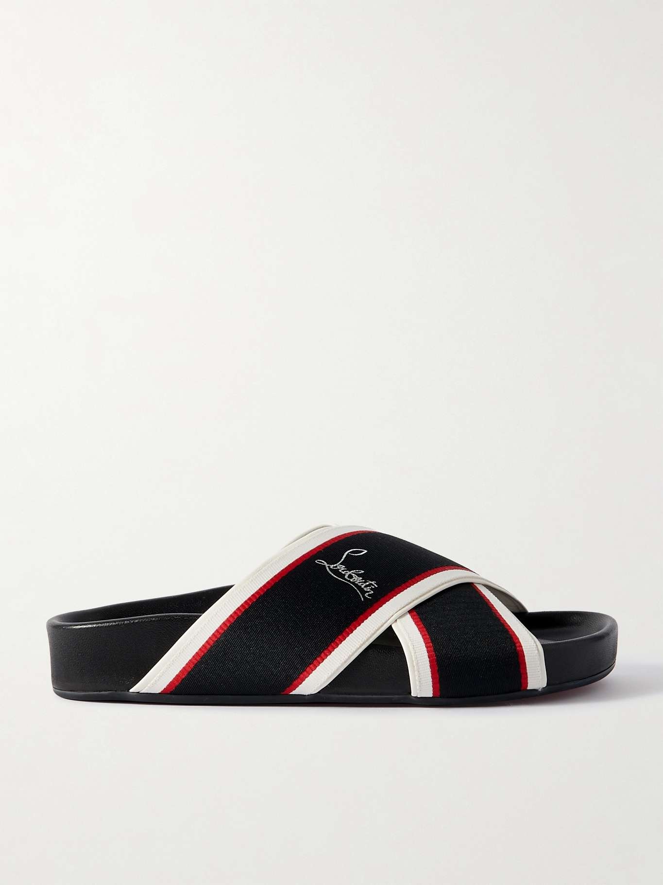 Hot Cross Bizz striped grosgrain slides - 1