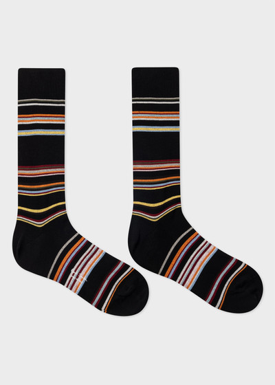 Paul Smith Black Spaced 'Signature Stripe' Socks outlook