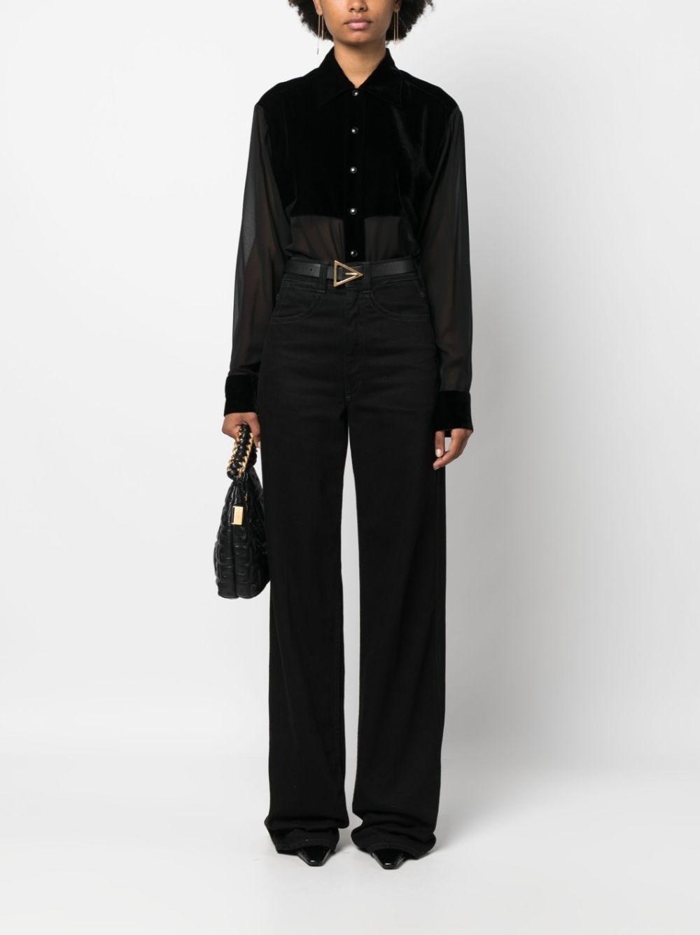 panelled buttoned silk shirt - 2