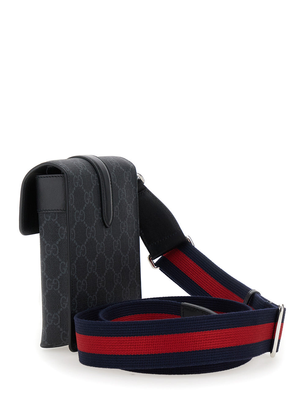 Gucci Men Black Crossbody Bag With All-Over Gg  Print In Tech Fabric And Cotton Blend Man - 3