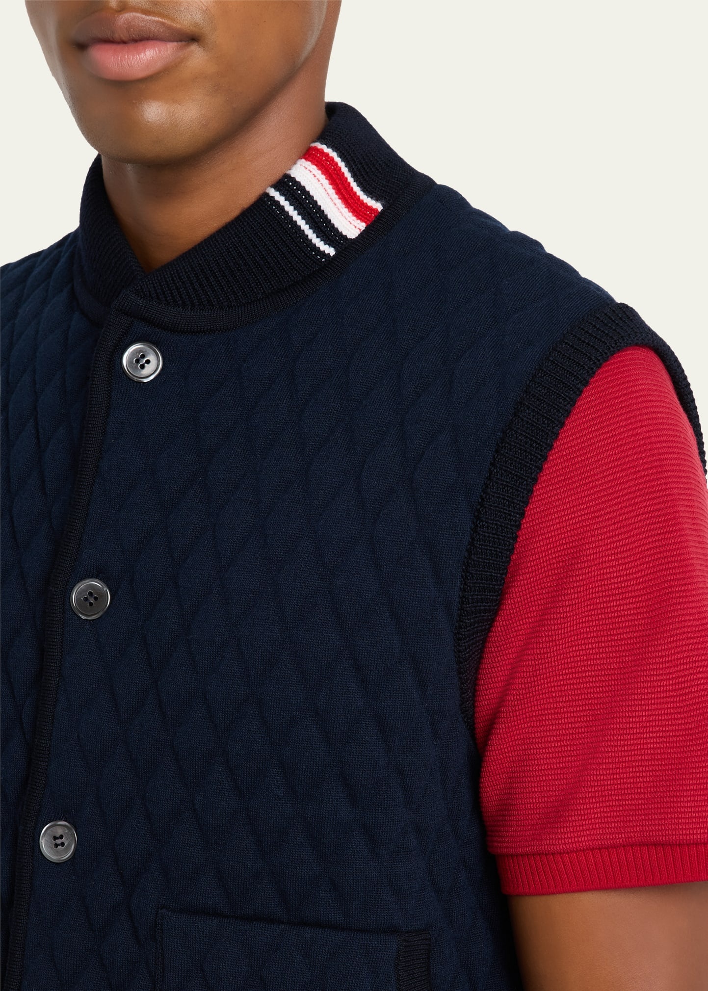 Men's Wool Quilted Knit Vest - 5
