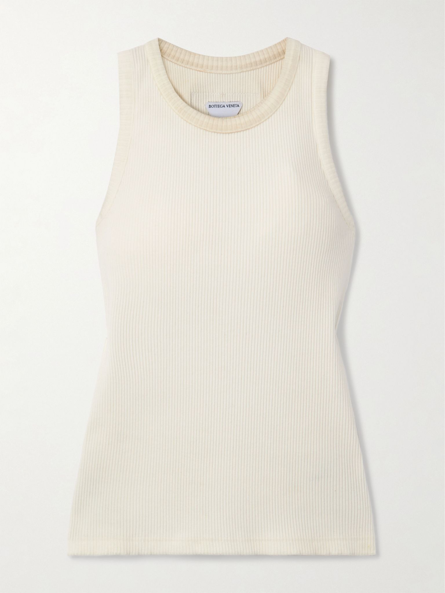 Appliquéd ribbed cotton-blend jersey tank Off-white - 1