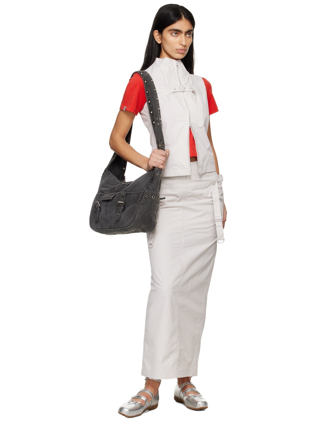 Gray Layered Maxi Skirt - 4