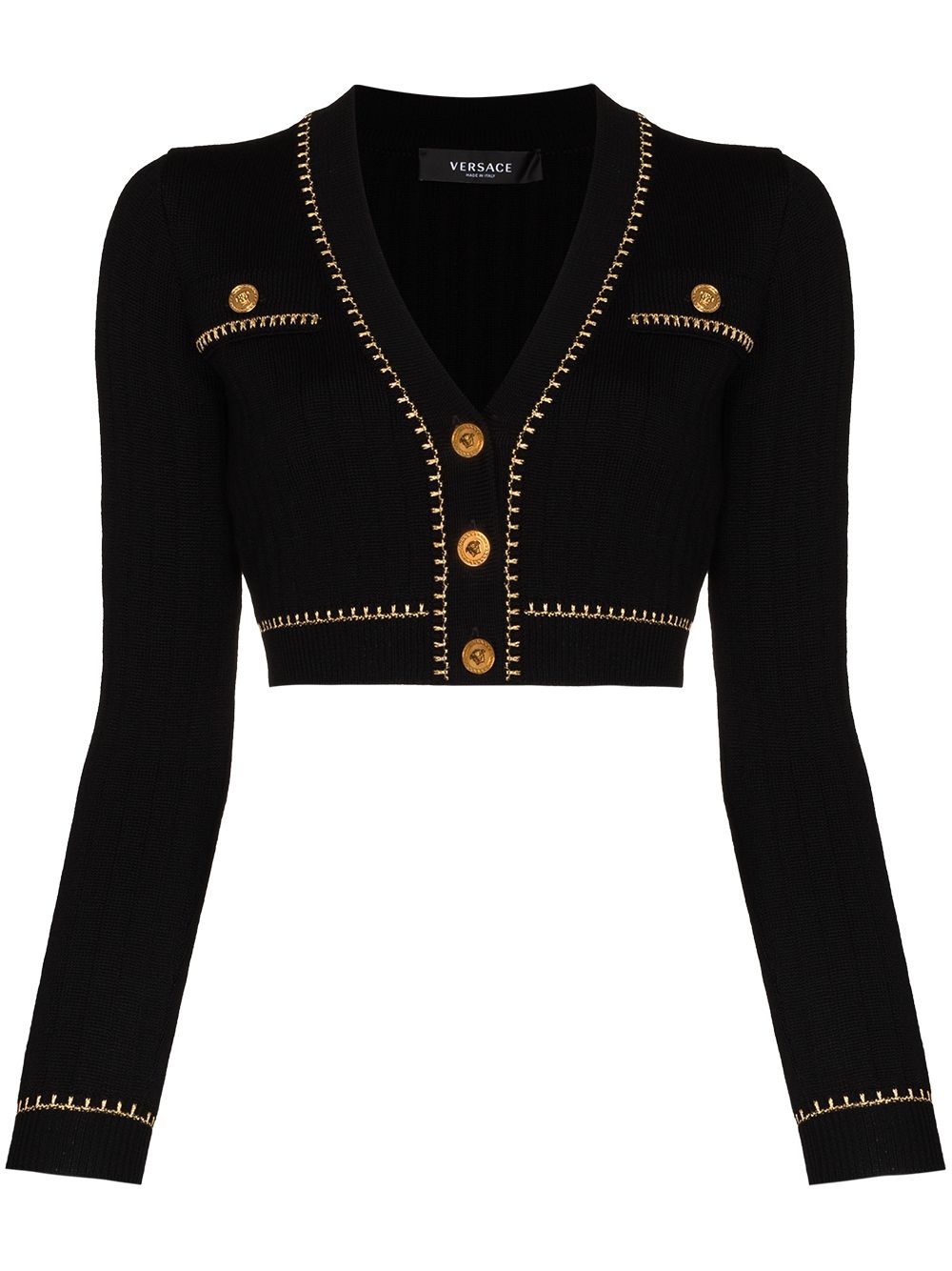 logo-button cropped cardigan - 1