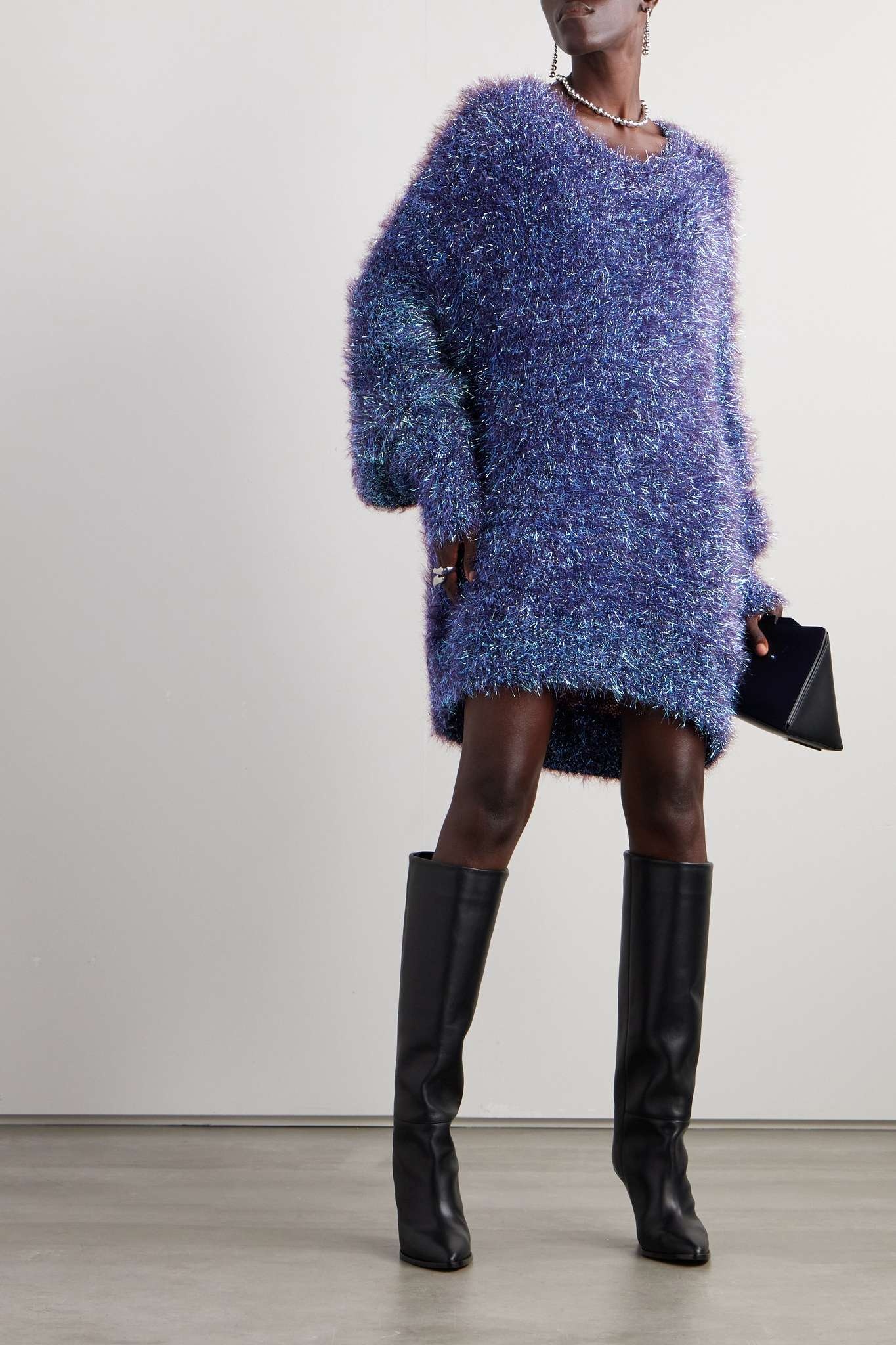 Wayne oversized metallic knitted mini dress - 2