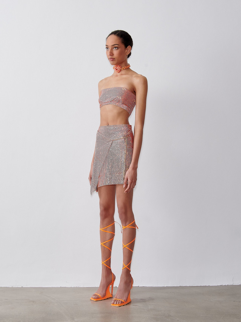 RHINESTONED WINONA SKIRT IN APEROL SPRITZ 3