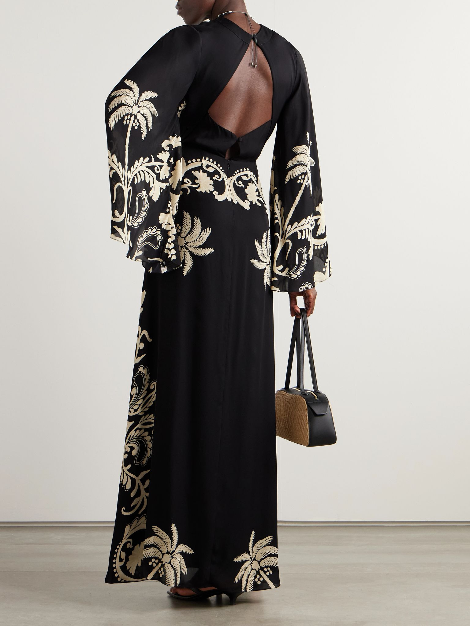 Legenda del Tiempo printed silk-georgette maxi dress Black - 3