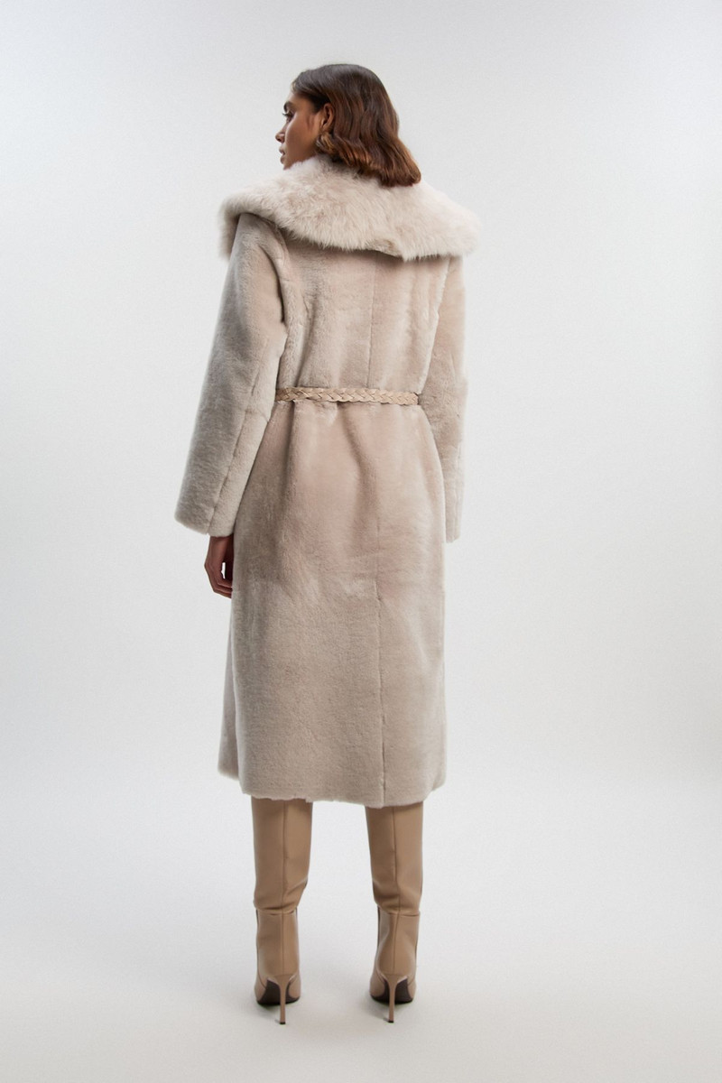 Reversible Shearling & Leather Belted Maxi Coat 5
