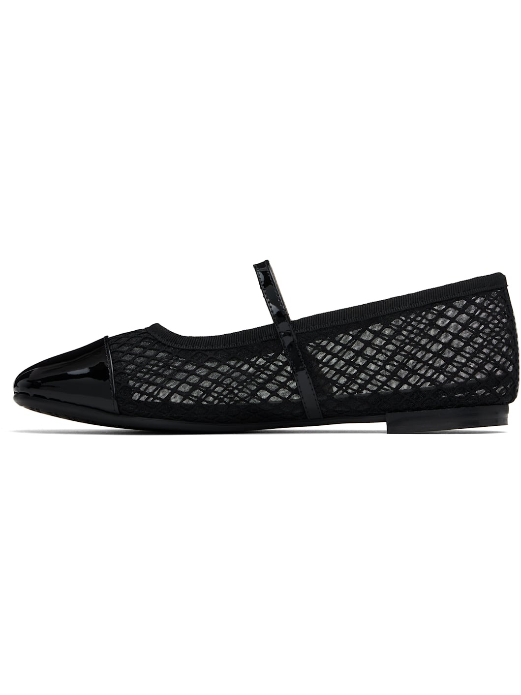 Black Mesh Georgiana Mary-Jane Ballerina Flats - 3