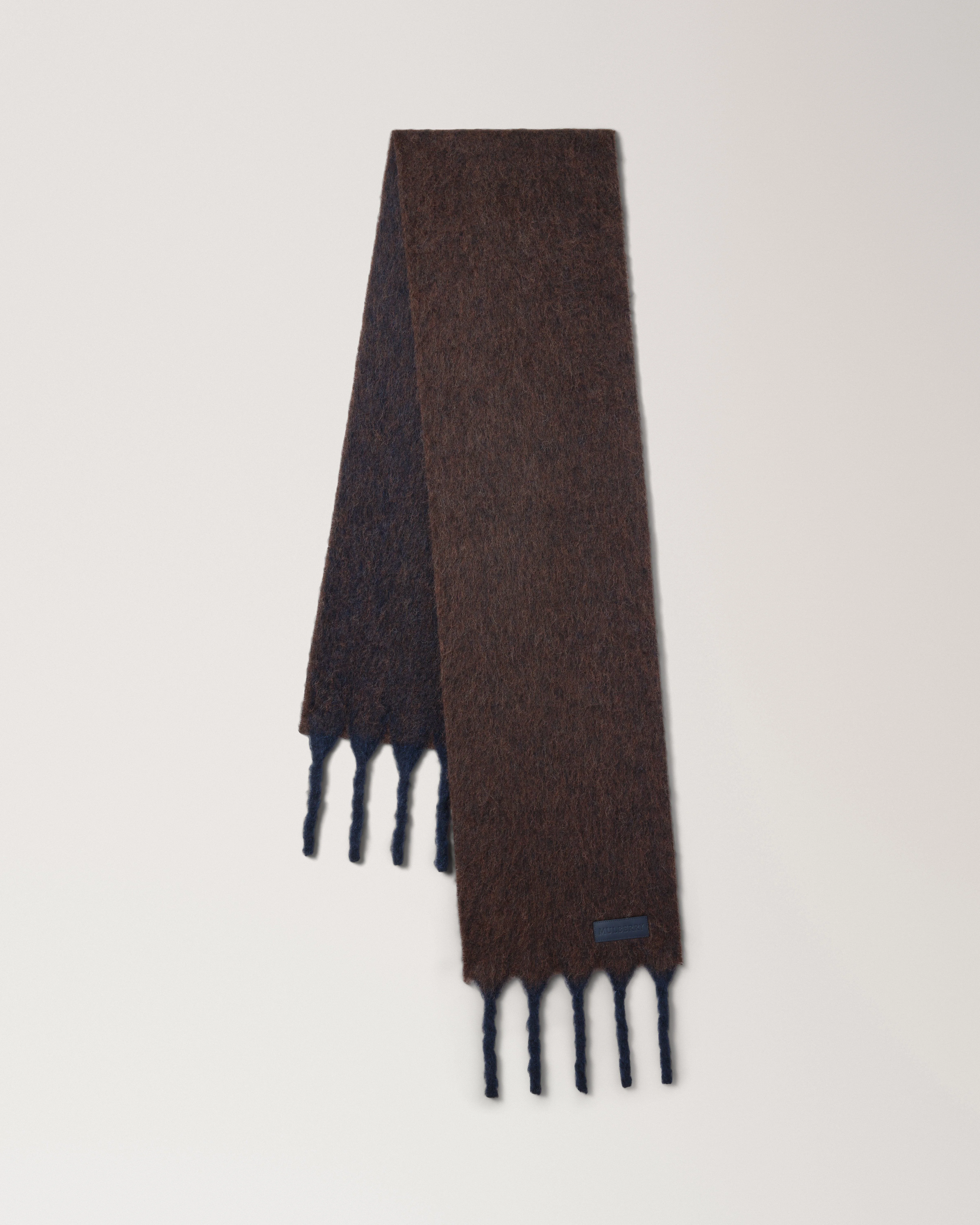 Contrast Tassel Alpaca Scarf Ebony & Night Sky Alpaca Blend - 1
