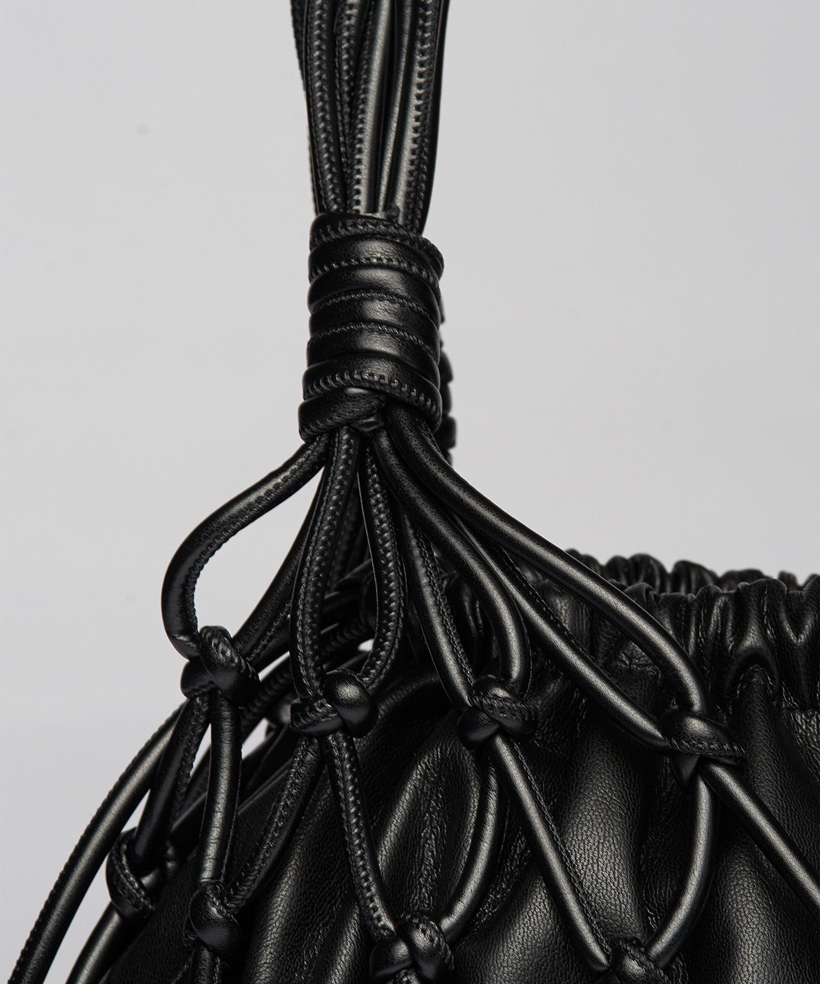 NAIYA - Vegan leather macramé bag - Black - 2