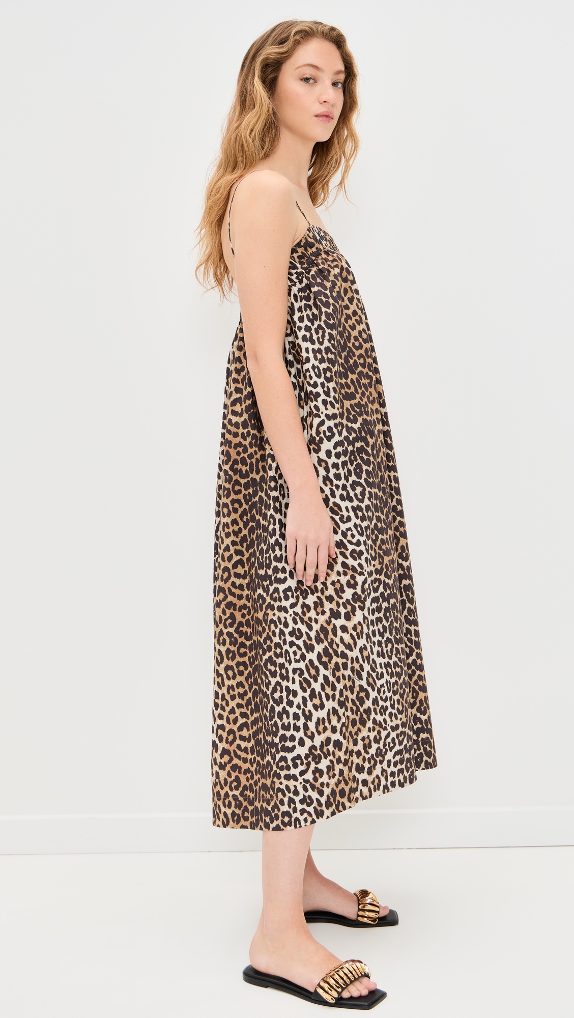 Printed Cotton Midi Strap Dress - 3