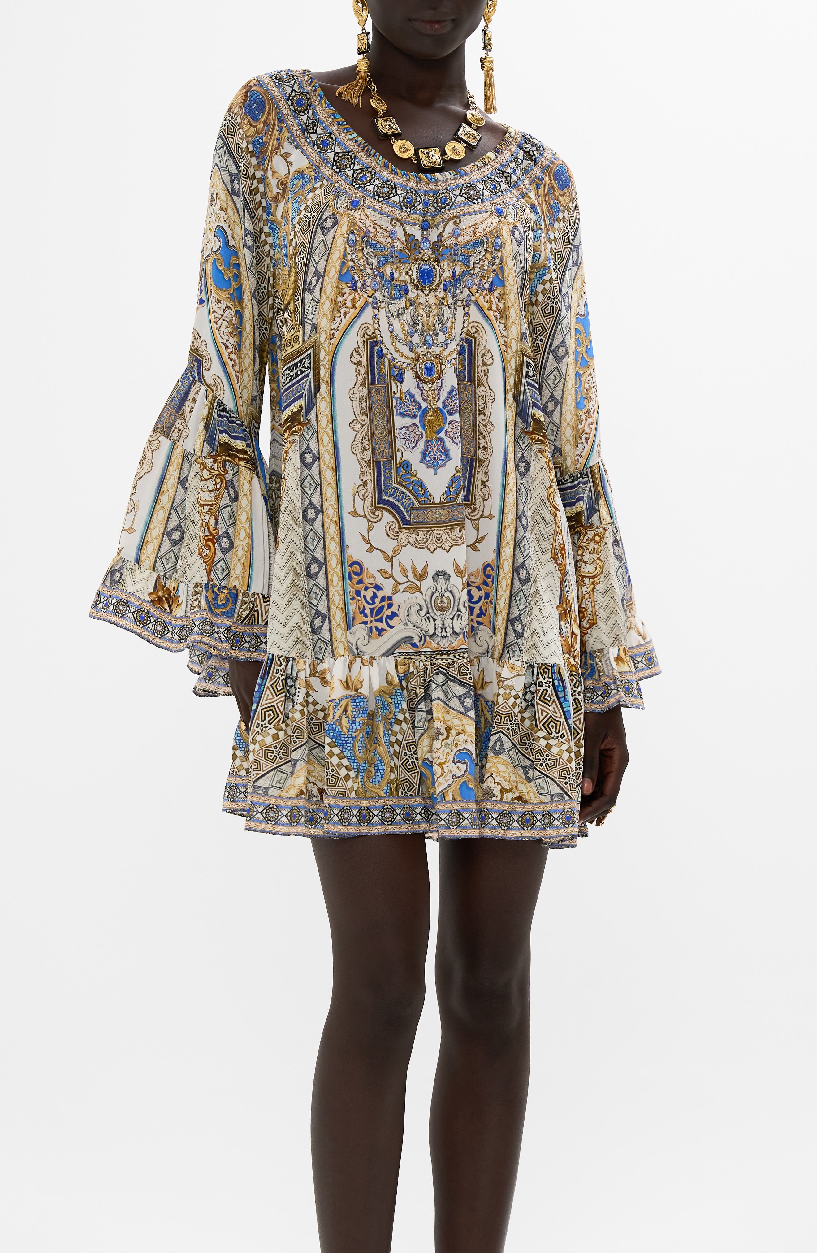 Camilla Make Me Your Mosaic Long Sleeve A-Line Silk Minidress at Nordstrom - 4