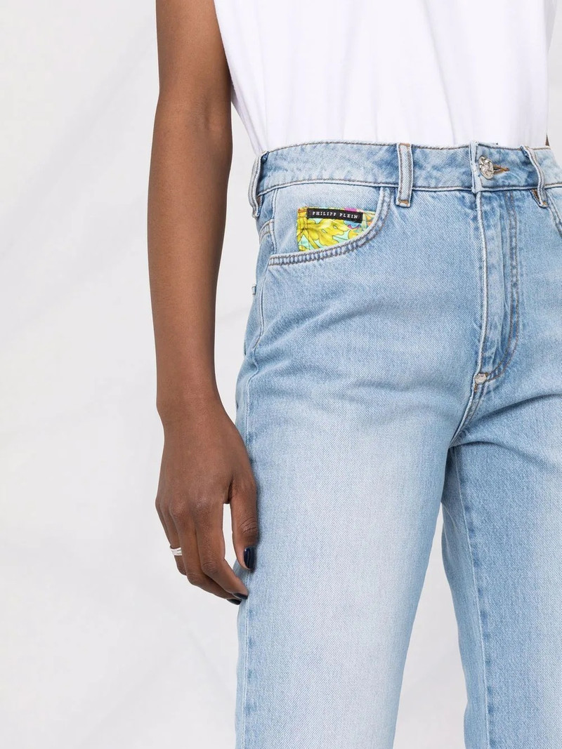 floral insert flared jeans 5