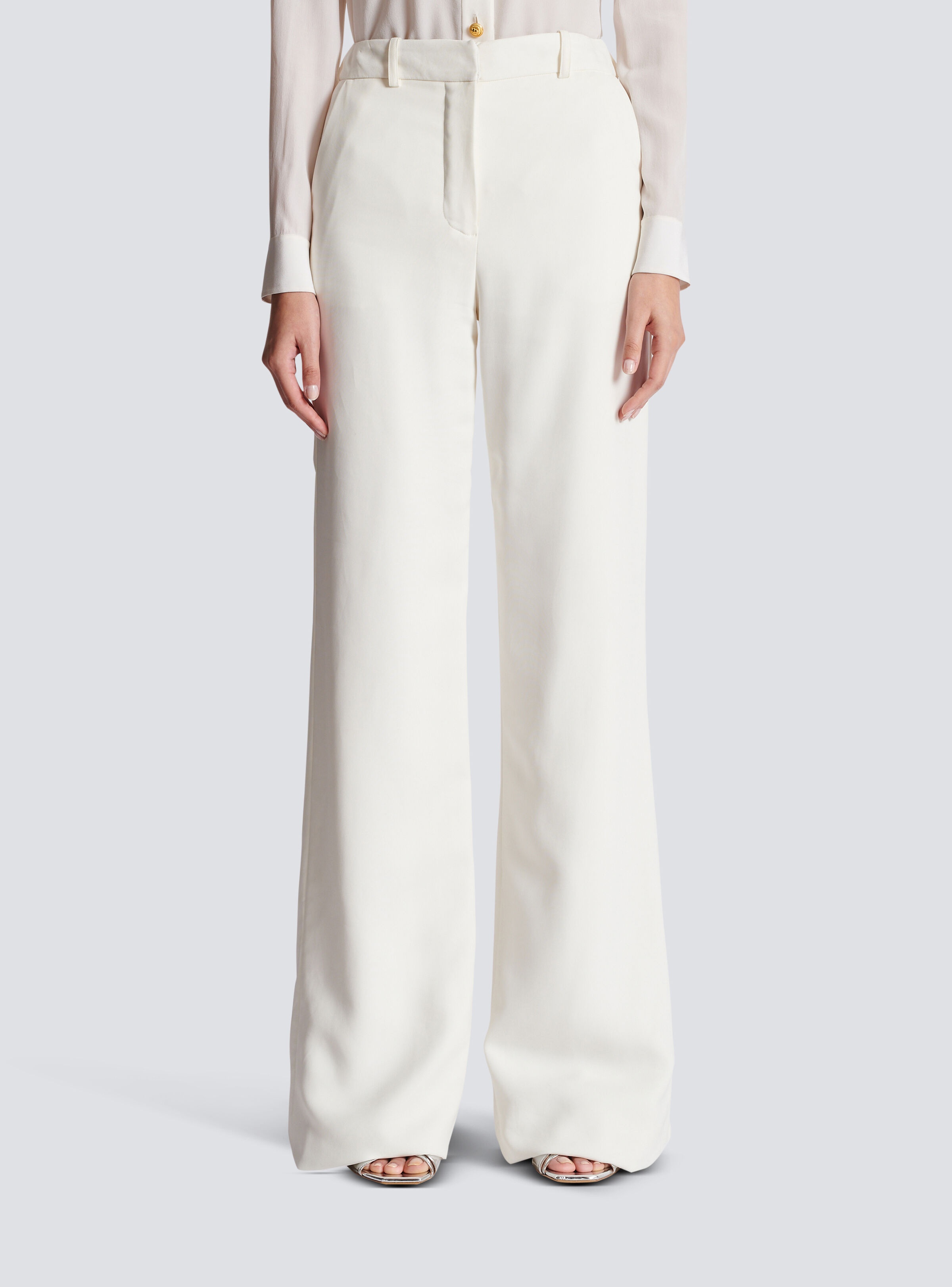 High-waisted crepe trousers - 5