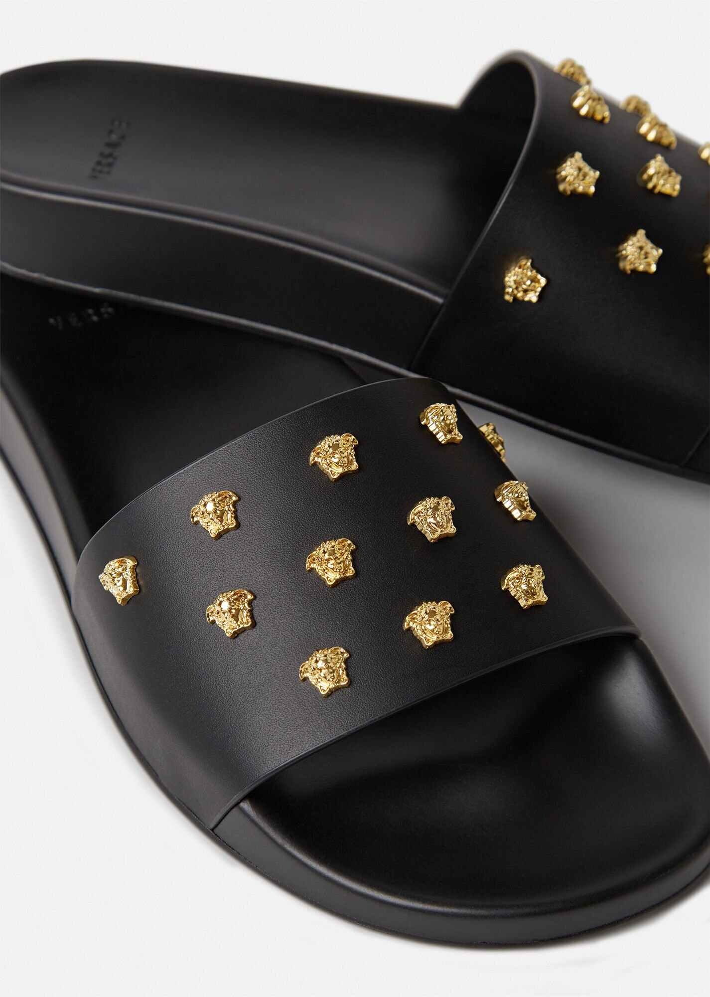 Medusa Stud Leather Slides - 2