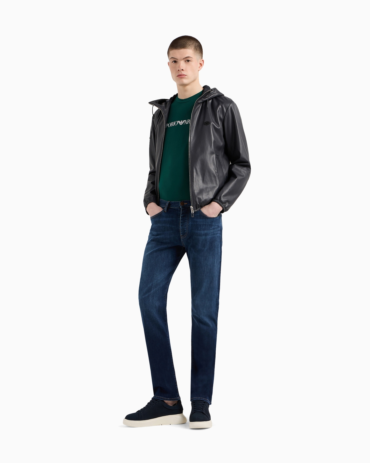 Hooded, semi-aniline nappa lambskin blouson with full-length zip - 2