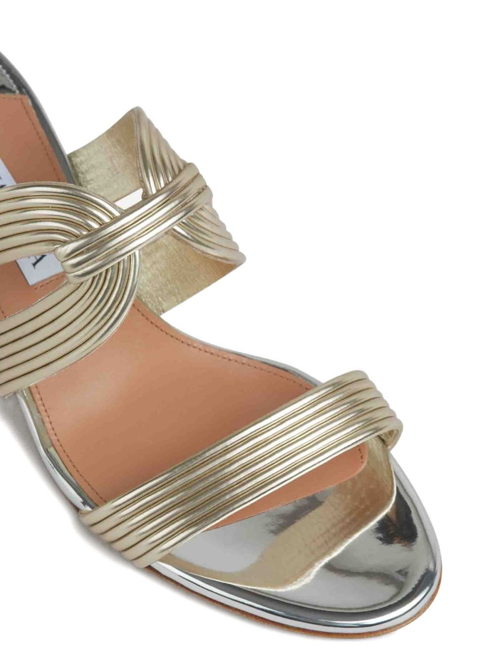 ribbed-strap metallic sandals - 5