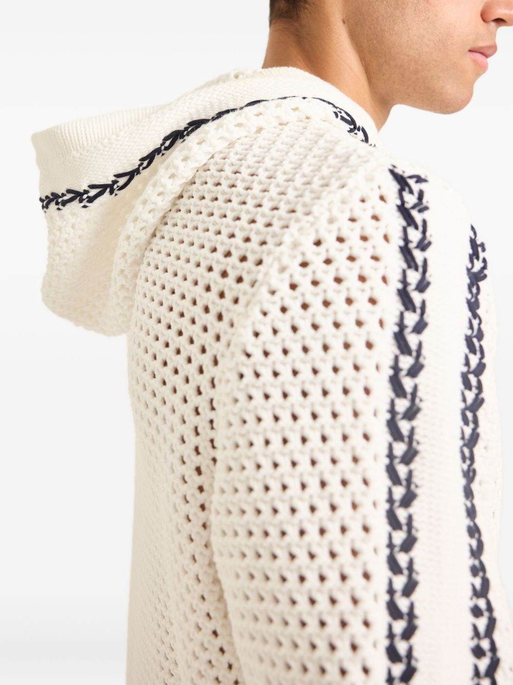 Kirk stitch-detail open-knit hoodie - 4