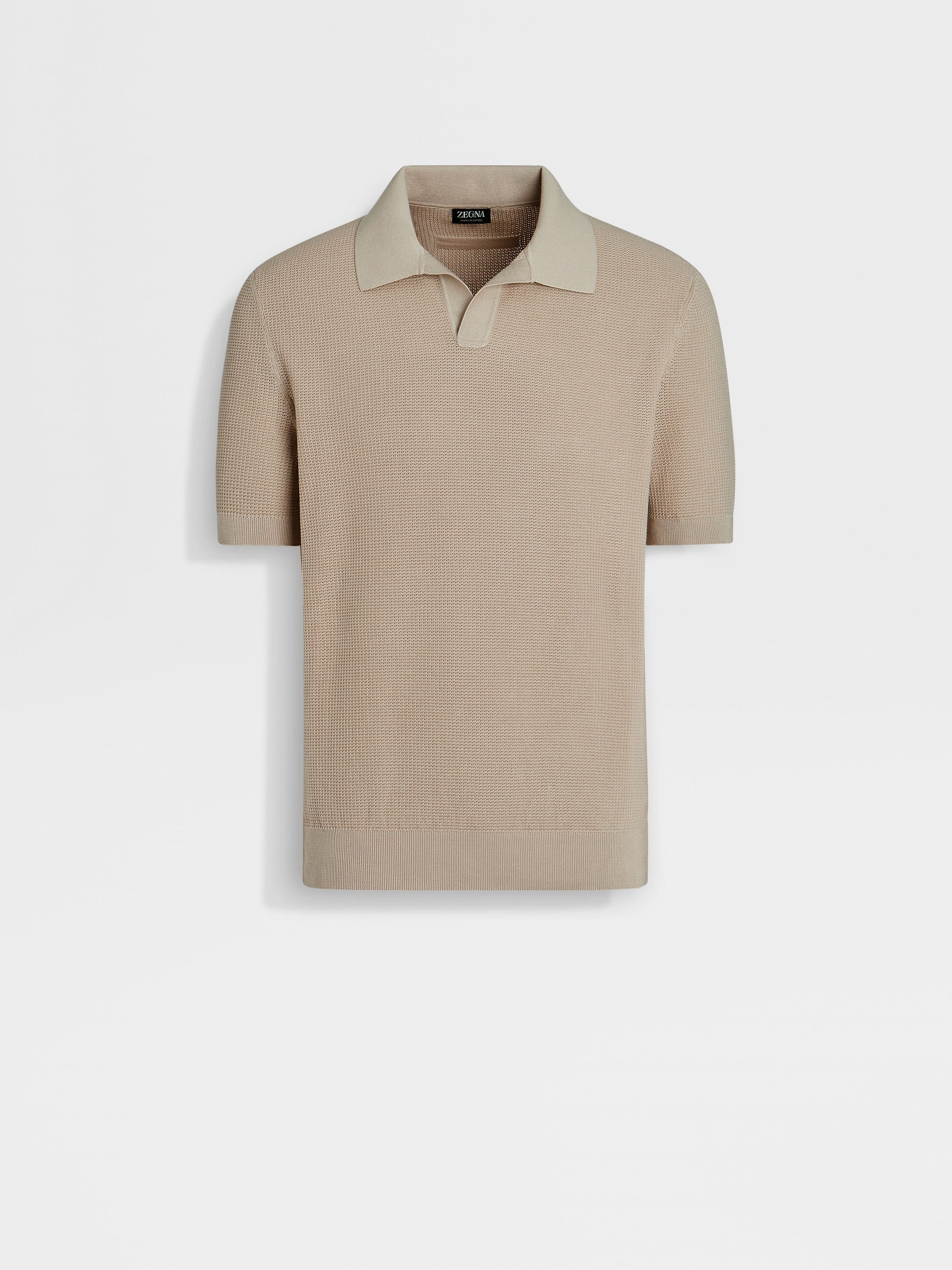 LIGHT BEIGE PREMIUM COTTON POLO SHIRT - 1