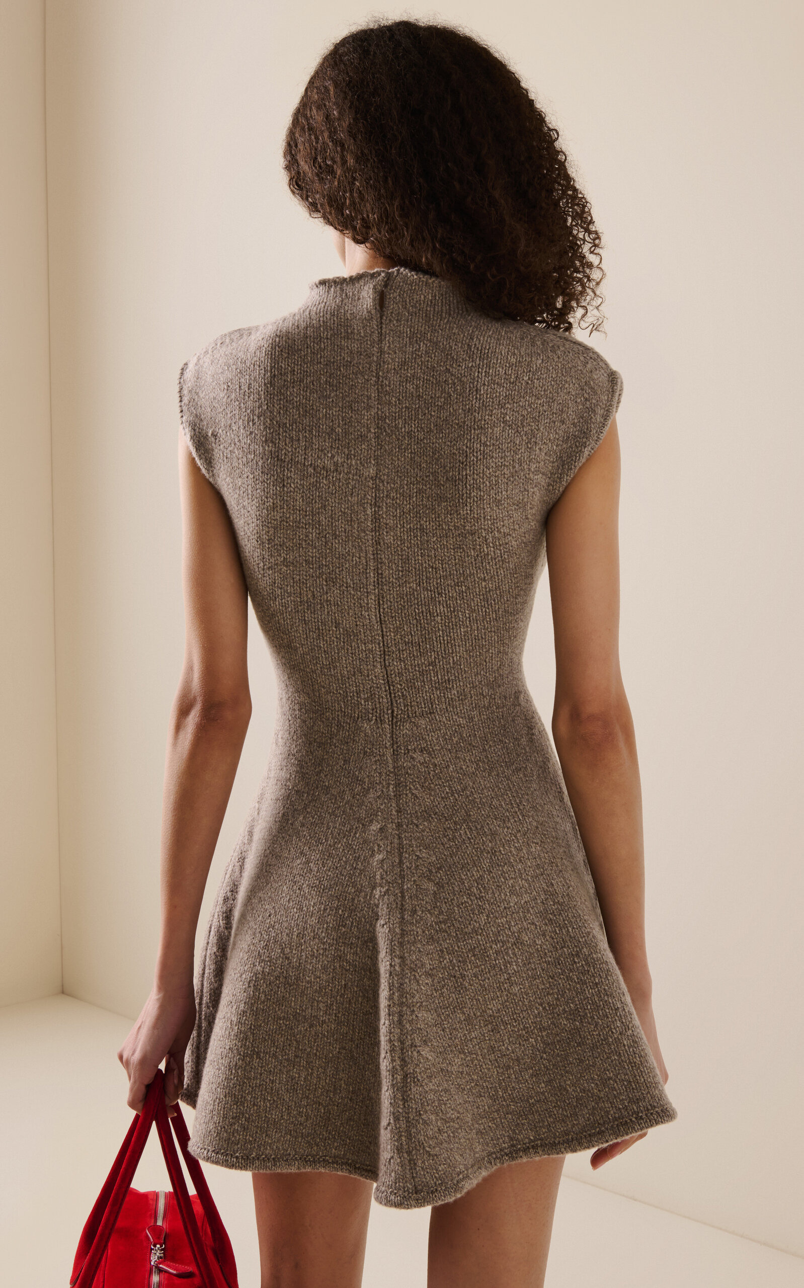 Knit A-line Mini Dress nude - 4
