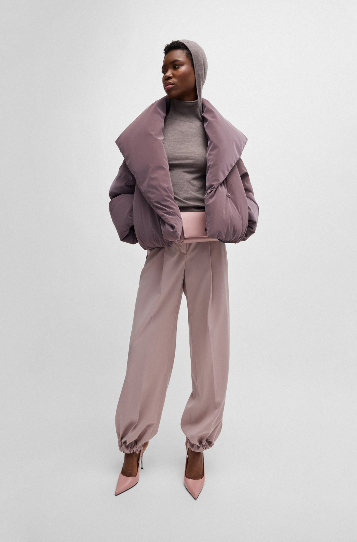 NAOMI X BOSS CROPPED DOWN JACKET IN VELVET-TOUCH FABRIC - 3