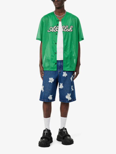 Off-White Distressed-star relaxed-fit denim shorts outlook
