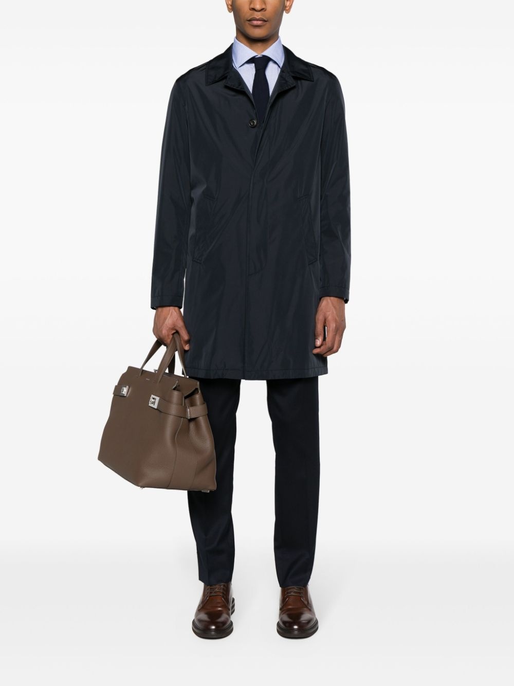 spread-collar buttoned raincoat - 2