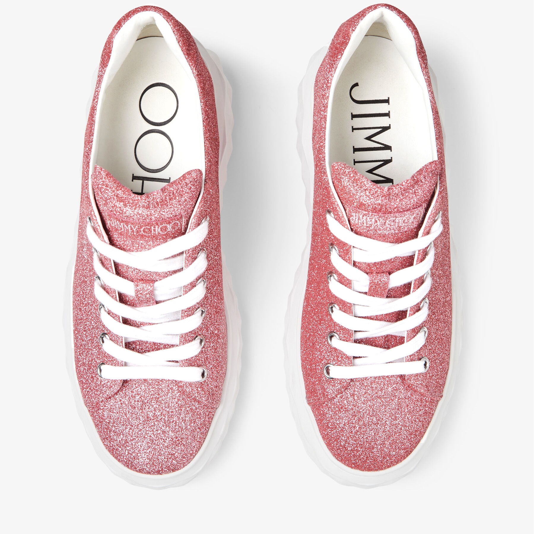 Diamond Light Maxi/F
Glitter Pink Nappa Leather Low-Top Trainers with Platform Sole - 5