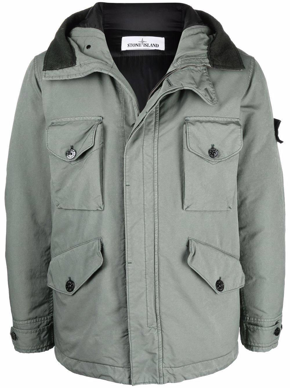 zip-up hooded down coat - 1