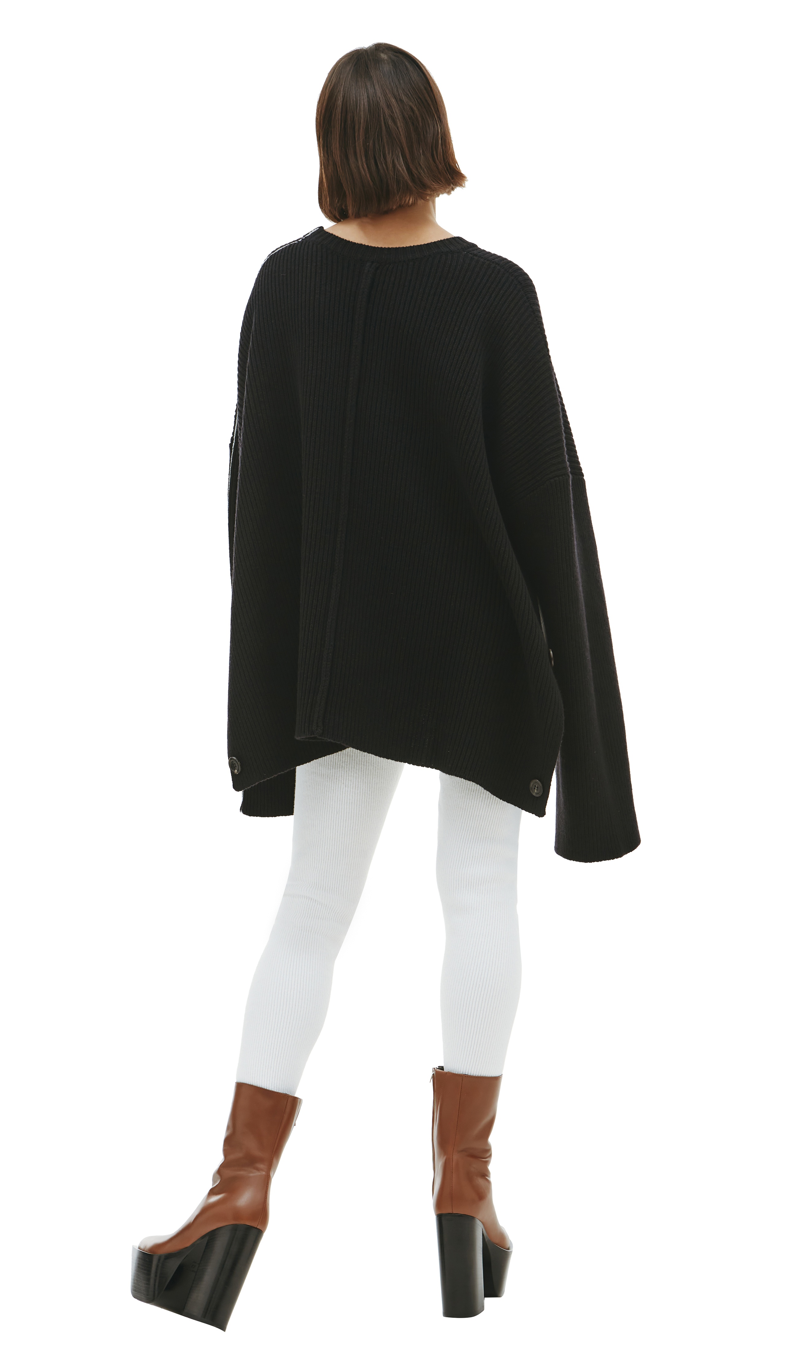 RIBBED KNIT CAPE SWEATER - 3