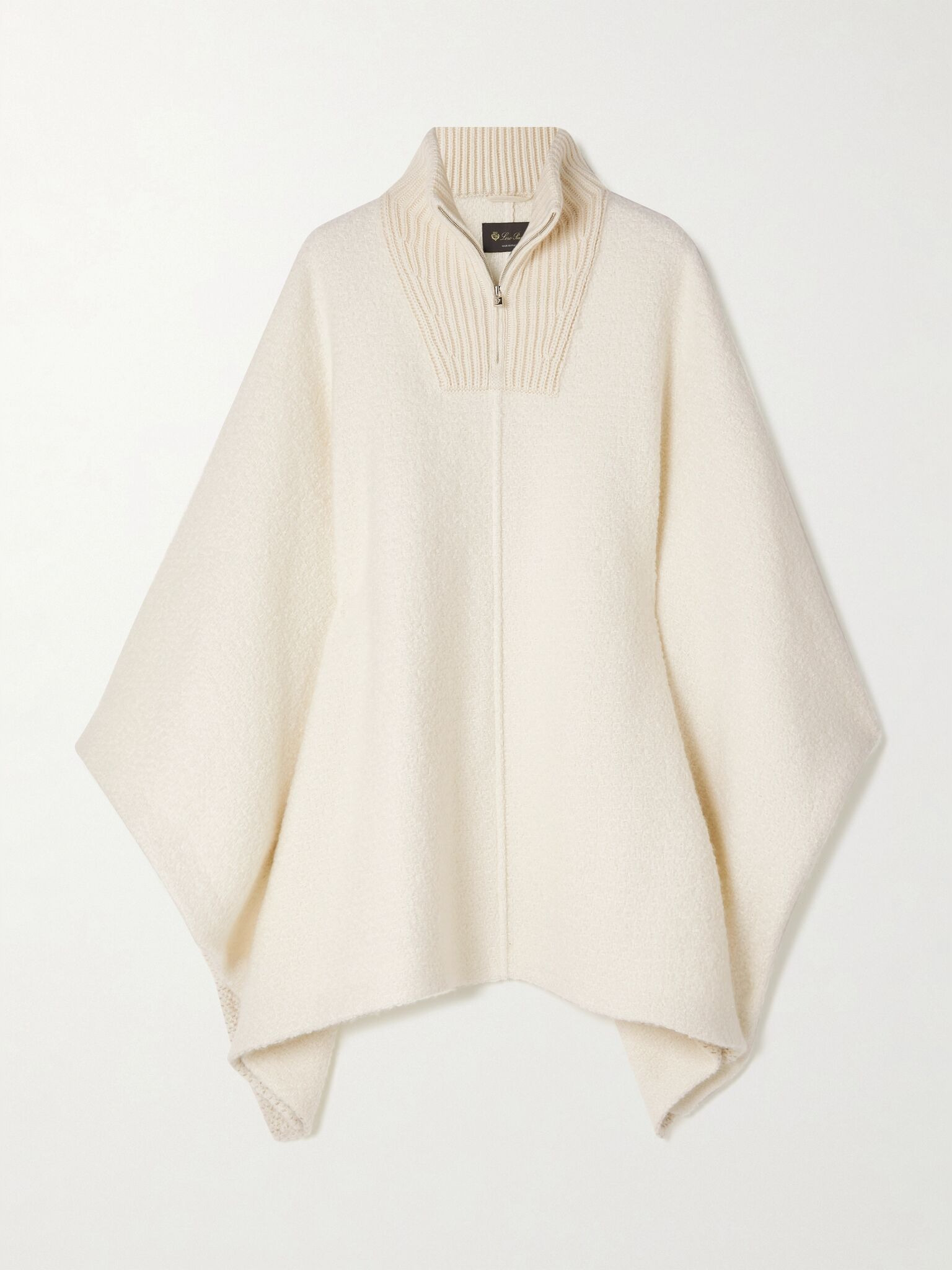 Britney cashmere and silk-blend turtleneck poncho White - 1
