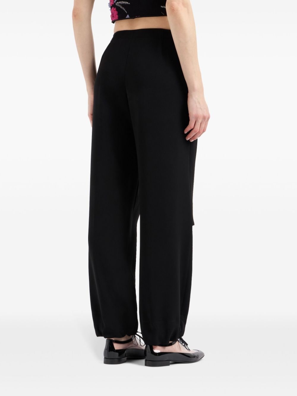 elasticated-waistband straight-leg trousers - 3